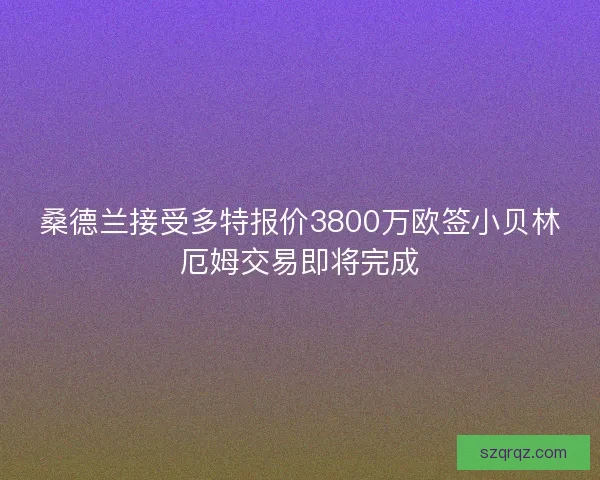 桑德兰接受多特报价3800万欧签小贝林厄姆交易即将完成