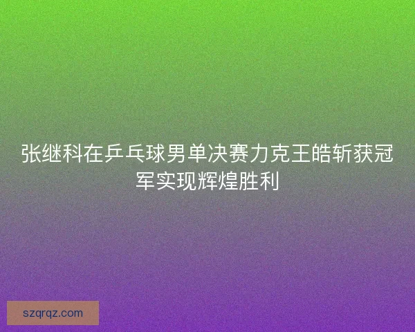张继科在乒乓球男单决赛力克王皓斩获冠军实现辉煌胜利 张继科在乒乓球男单决赛力克王皓斩获冠军实现辉煌胜利